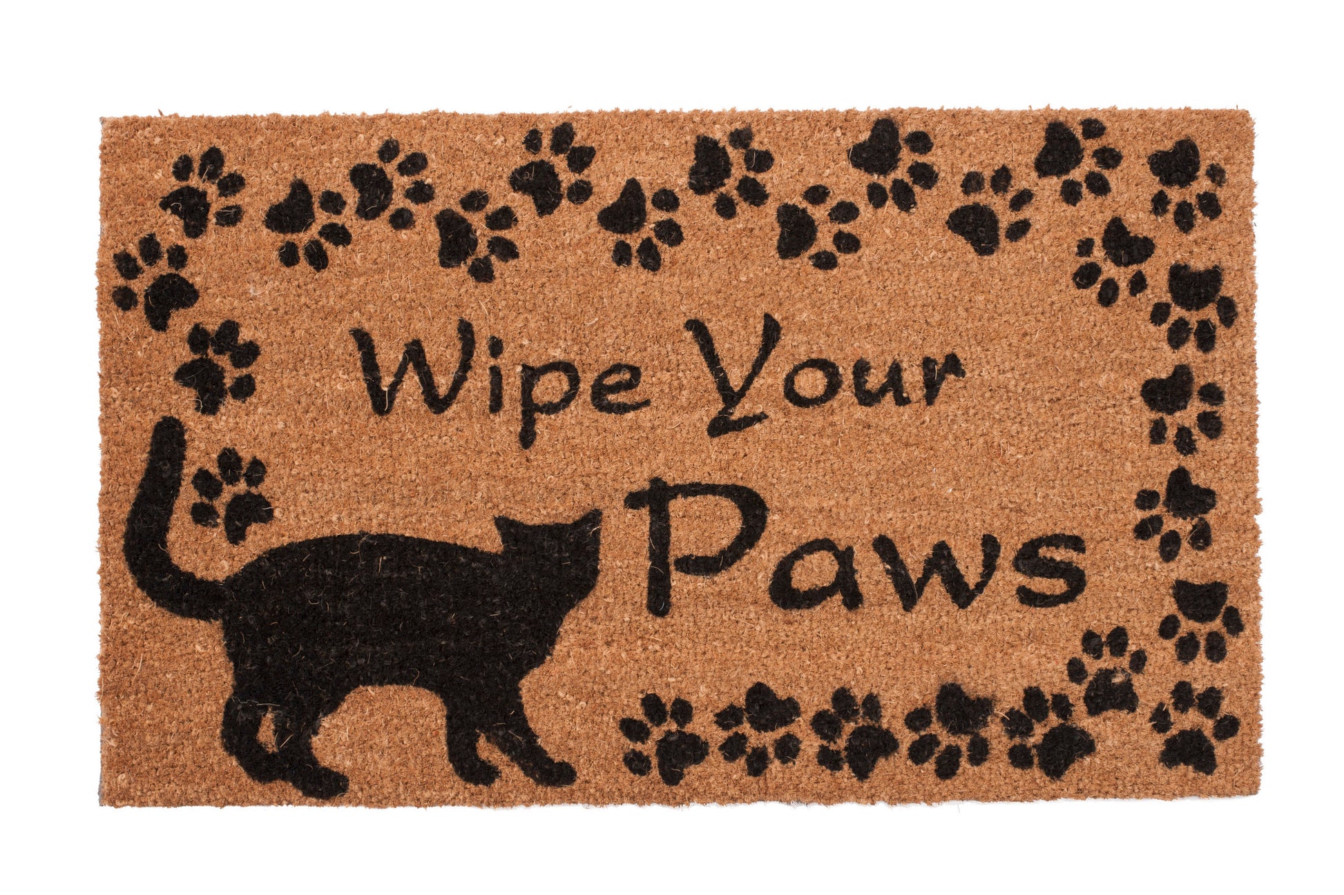 wipe your paws coir door mat cat lover outdoor front door entryway rug with paw print design