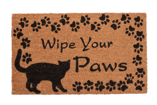 wipe your paws coir door mat cat lover outdoor front door entryway rug with paw print design
